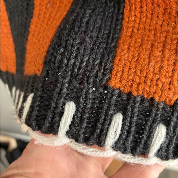 Vintage Spice of Life Brown & Black Striped & Argyle Knit Sweater -shoulder pads - Picture 7 of 11